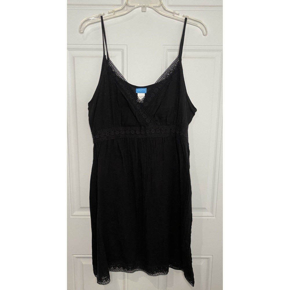 Dotti Women's Large Black Swim Beach Cover Up Swimsuit Sleeveless 100% Cotton